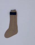 Rahigo AW23 Girls Bow Socks in Camel/Navy - 23253