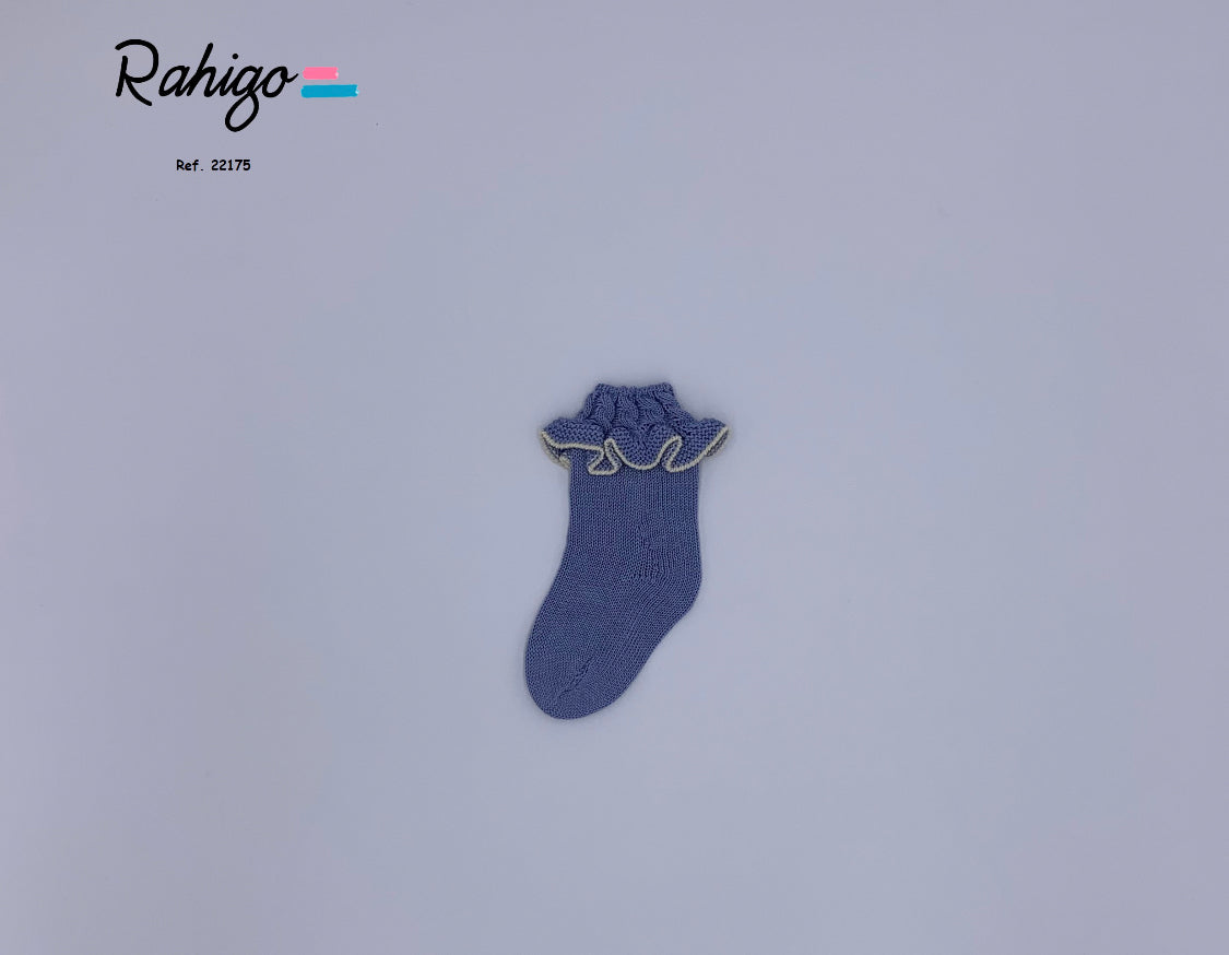 Rahigo SS22 Frill Socks in Blue/Cream - 22175