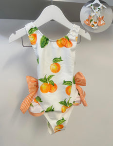 Girls Oranges Bow Swimsuit