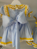 The Annabelle Dress in Blue & Lemon Exclusive to Bellos - In Stock