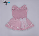 Rahigo SS23 Dropwaist Dress in Pink/White - 23126