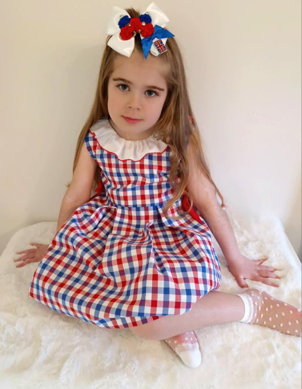 Babyferr Check Frill Collar Dress