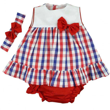 Babyferr Check Dress, Pants & Headband Set