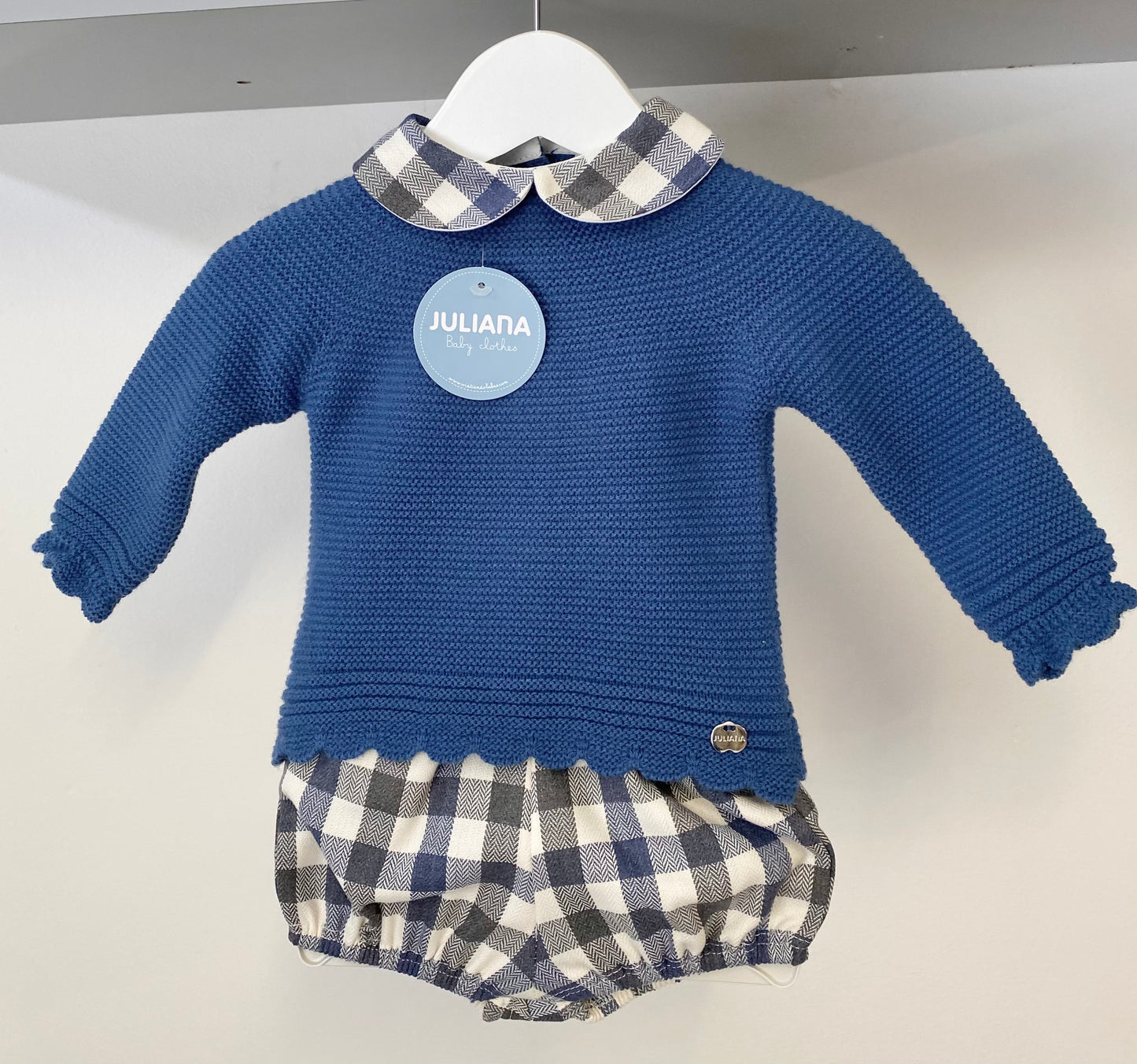 Juliana AW22 Boys French Blue Check Set