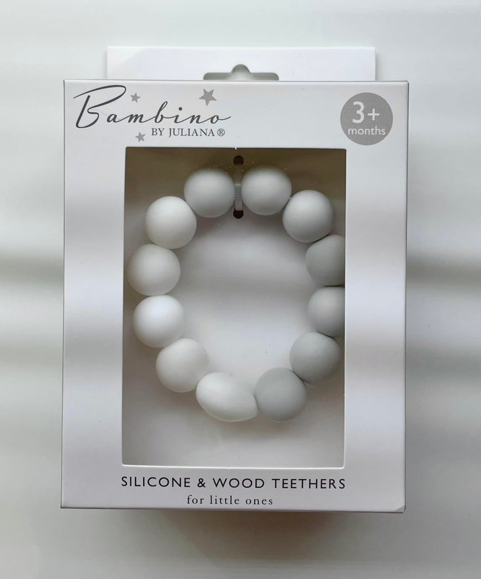 Bambino by Juliana Silicone Bead Teething Ring - Grey