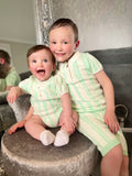 Caramelo SS23 Boys Stripe Knit Romper - Mint