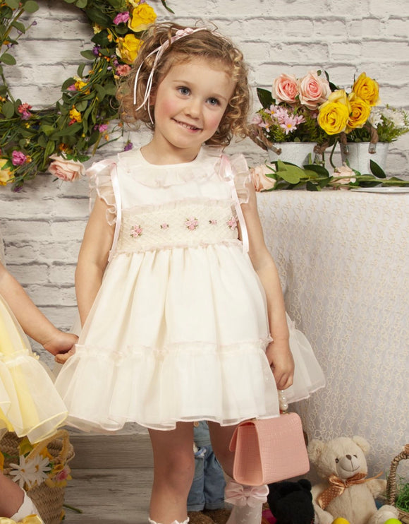 Sonata Smock Cream & Pink Dress PE23 - 09