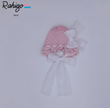 Rahigo SS23 Girls Bonnet in White/Pink - 23112