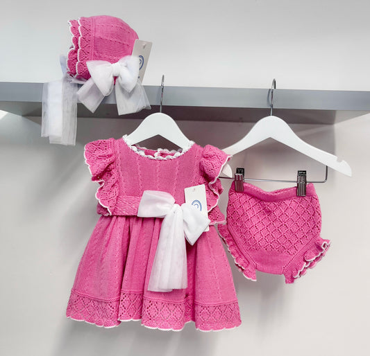 Rahigo SS23 Girls Dress & Pants in Fuschia Pink/White - 23138