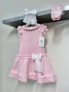 Rahigo SS23 Dropwaist Dress in Pink/White - 23126