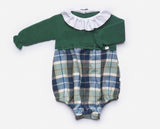 Juliana AW22 Bottle Green Check Romper