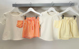 Boys Stripe T Shirt & Shorts Set in Orange
