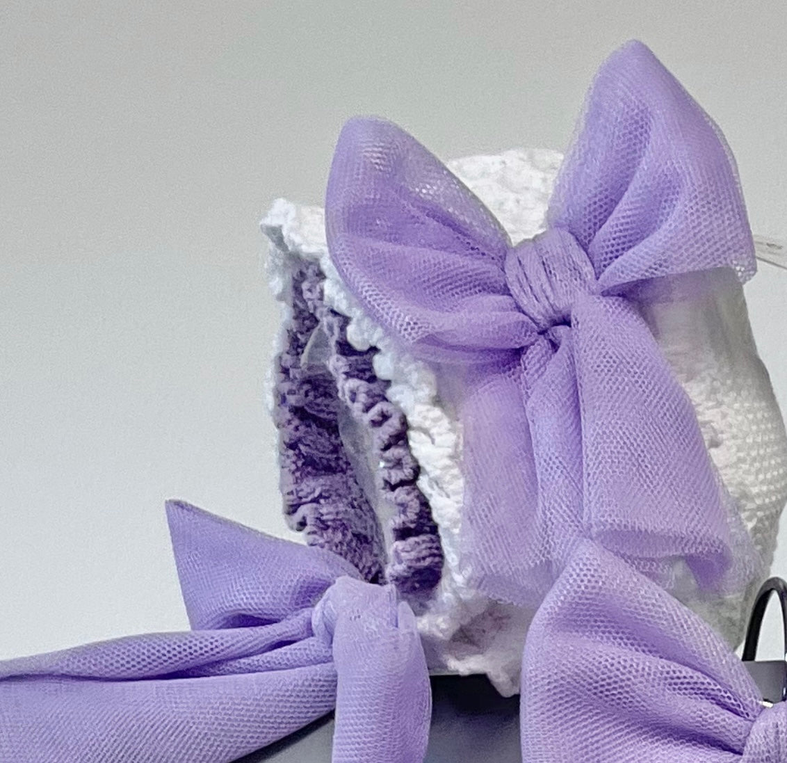 Rahigo SS23 Girls Bonnet in White/Lilac - 23183