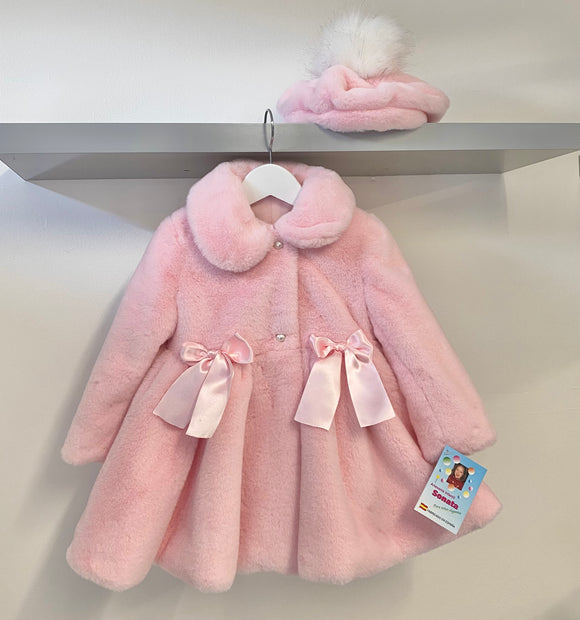 Sonata Extra Soft Fur Coat in Pink & in Cream - IN STOCK