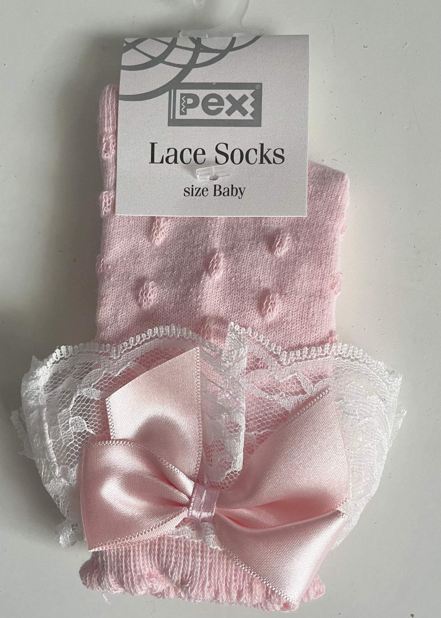 Knee High Lace Bow Socks Pink