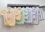 Caramelo SS23 Boys Stripe Knit Shorts Set - Lemon
