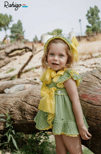 Rahigo SS23 Girls Dress & Pants in Green/Lemon - 23173