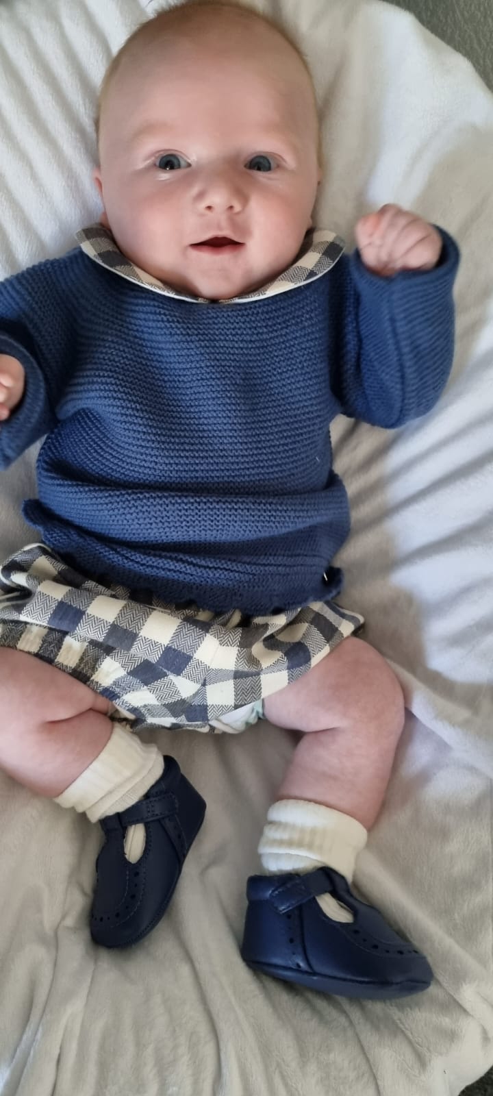 Juliana AW22 Boys French Blue Check Set