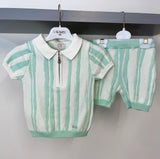 Caramelo SS23 Boys Stripe Knit Shorts Set - Mint