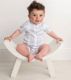 Caramelo SS23 Boys Stripe Knit Romper - Sky Blue