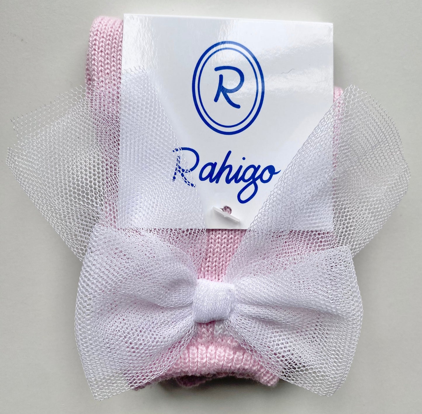 Rahigo SS22 Tulle Bow Socks in Pink/White - 22114