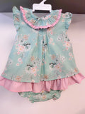 BabyFerr SS23 Floral Mint & Pink Dress Set