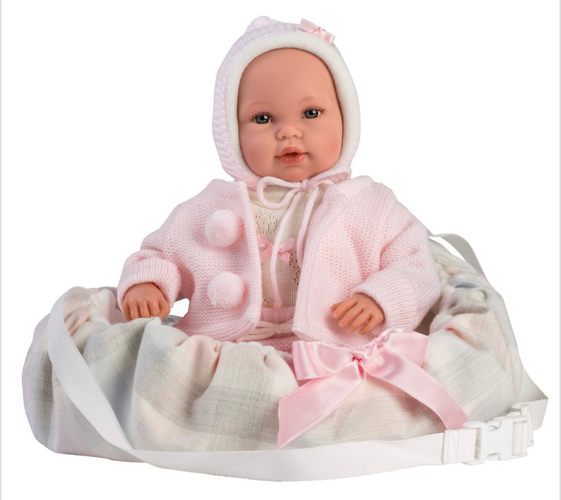 Llorens Spanish Doll in Carrier - Pink 63640