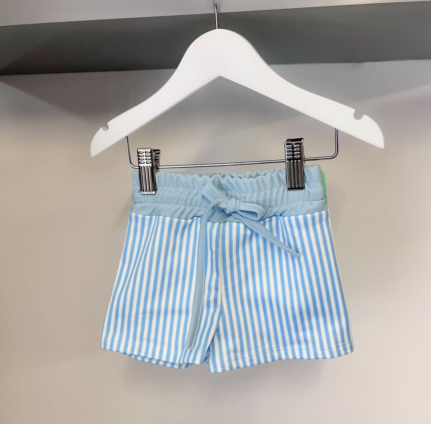 Boys Pastel Blue Stripe Swim Shorts