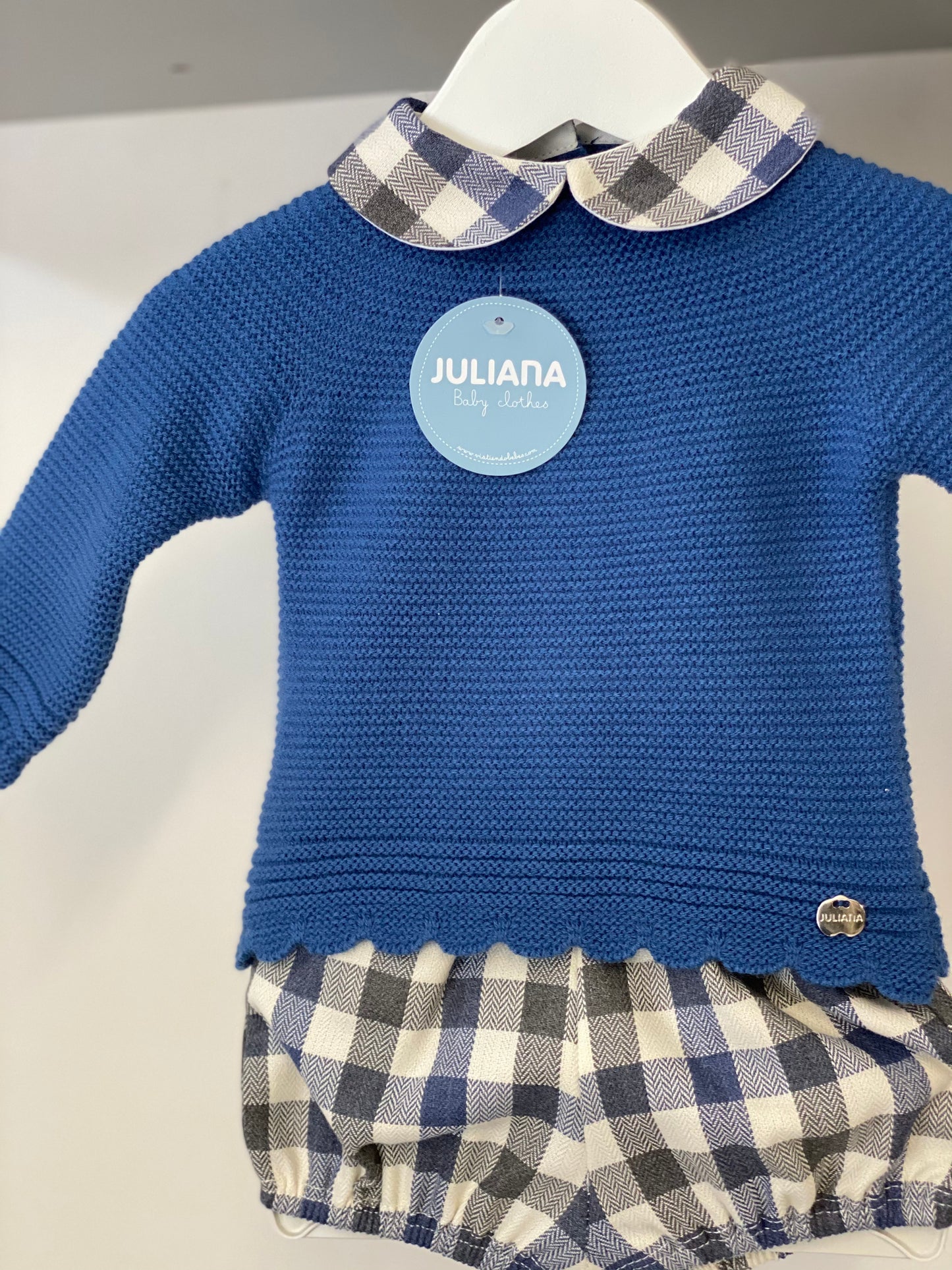 Juliana AW22 Boys French Blue Check Set