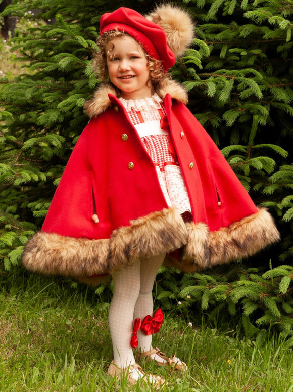 Sonata Red Cape with Camel Soft Fur IN22-15