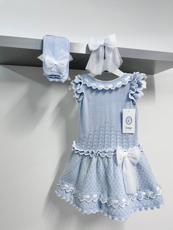 Rahigo SS23 Dropwaist Dress in Blue/White - 23126