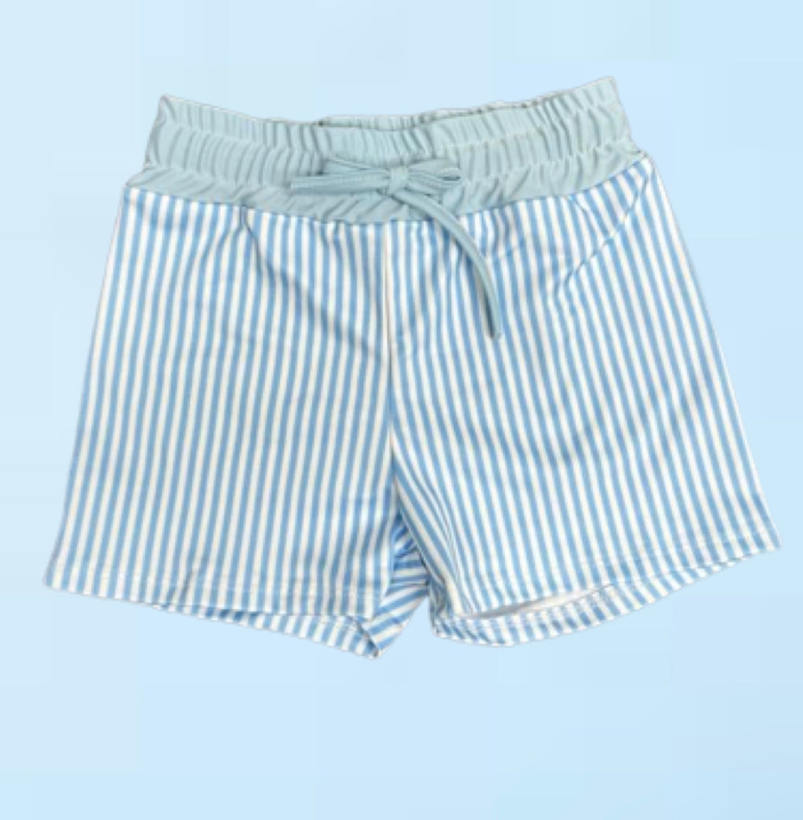 Boys Pastel Blue Stripe Swim Shorts