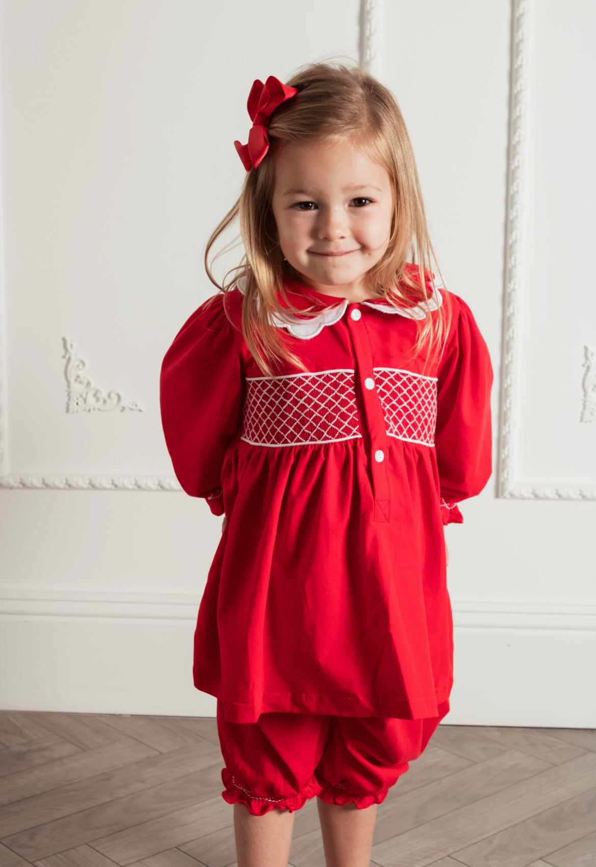 Bellos Christmas Smocked Pyjamas Girls 2 Piece Set