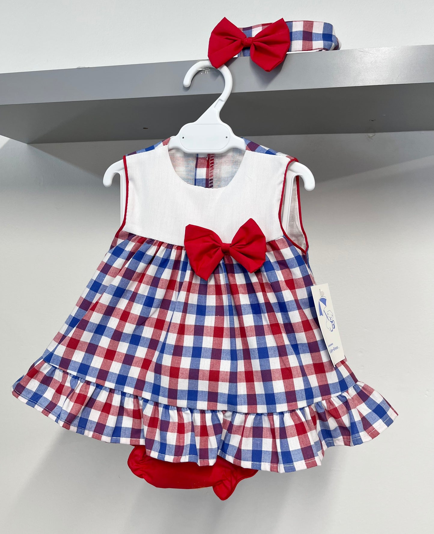 Babyferr Check Dress, Pants & Headband Set