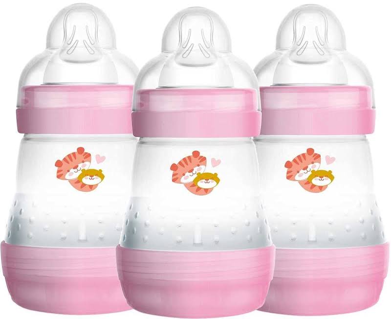 MAM Easy Start Anti-Colic Self-Sterilising Bottle - Newborn - 3 Pack - 260ml Pink