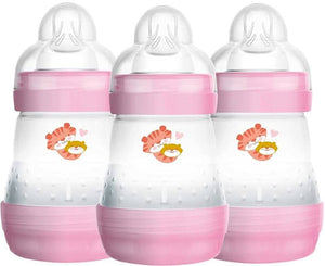 MAM Easy Start Anti-Colic Self-Sterilising Bottle - Newborn - 3 Pack - 260ml Pink