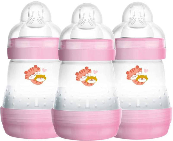 MAM Easy Start Anti-Colic Self-Sterilising Bottle - Newborn - 3 Pack - 260ml Pink