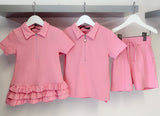 Boys Collar Shorts Set in Pink