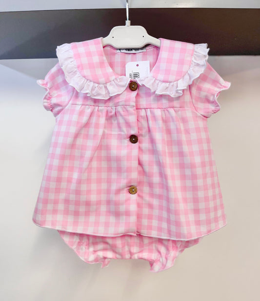 Calamaro SS23 Pink Gingham Dress & Bloomers