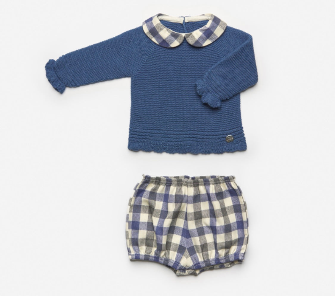 Juliana AW22 Boys French Blue Check Set