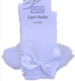 Knee High Lace Bow Socks White