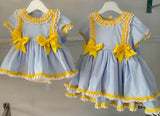 The Annabelle Dress in Blue & Lemon Exclusive to Bellos - In Stock