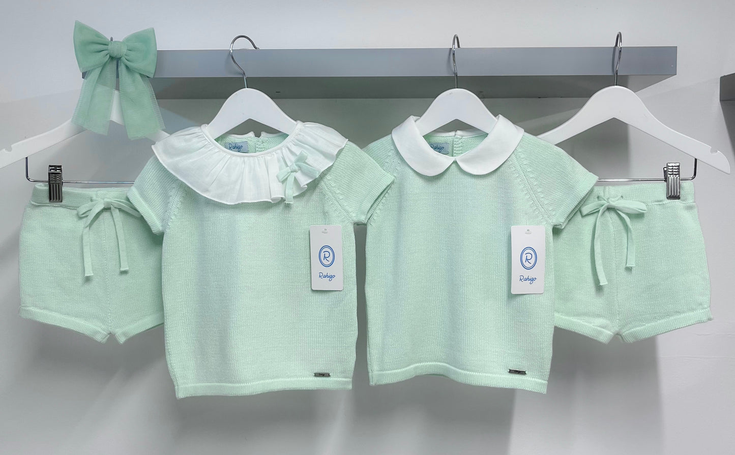 Rahigo SS23 Boys Collar Shorts Set in Mint - 231122