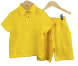 Boys Collar Top & Shorts Set in Lemon