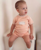 Granlei SS22 Boys Contrast Shorts Set in Peach with Mint Trim