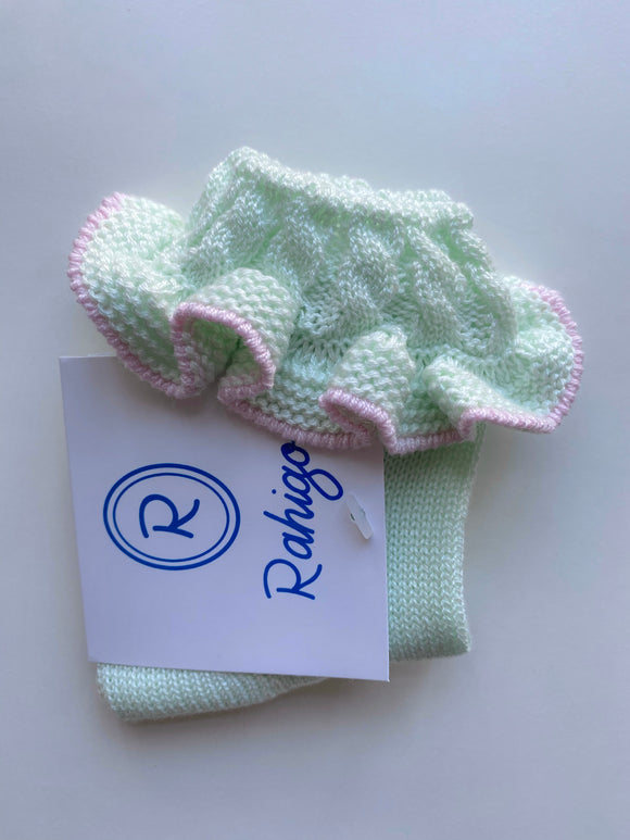 Rahigo SS22 Frill Socks in Mint/Pink - 22175