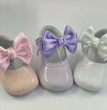 Cocoboxi Soft Sole Patent Shoes with Removable Bows