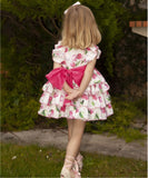 Sonata White & Pink Ruffled Cherry Dress VE23-24