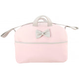 Spanish Changing Bag with Bow/Pocket - Pink & Grey or Blue & Grey