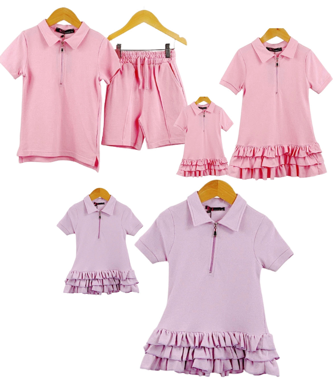 Boys Collar Shorts Set in Pink